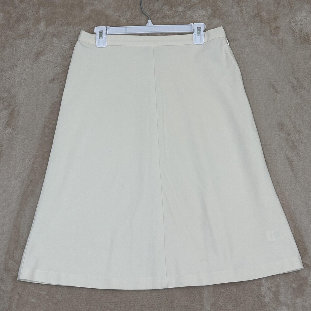 Appleseed's Skirt Womens Petite 10P White Solid A Line Midi Stretch Workwear